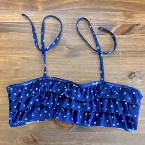Girls blue and white star halter swimsuit